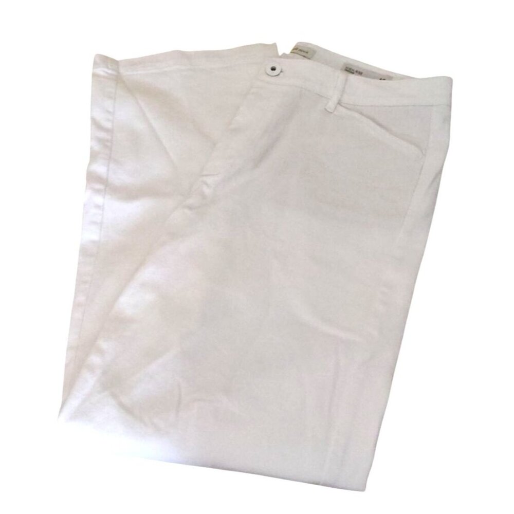 J.Jill Denim Womens Size 12R High-Rise White Wide-Leg Cotton Blend Trouser Pants - Picture 3 of 11